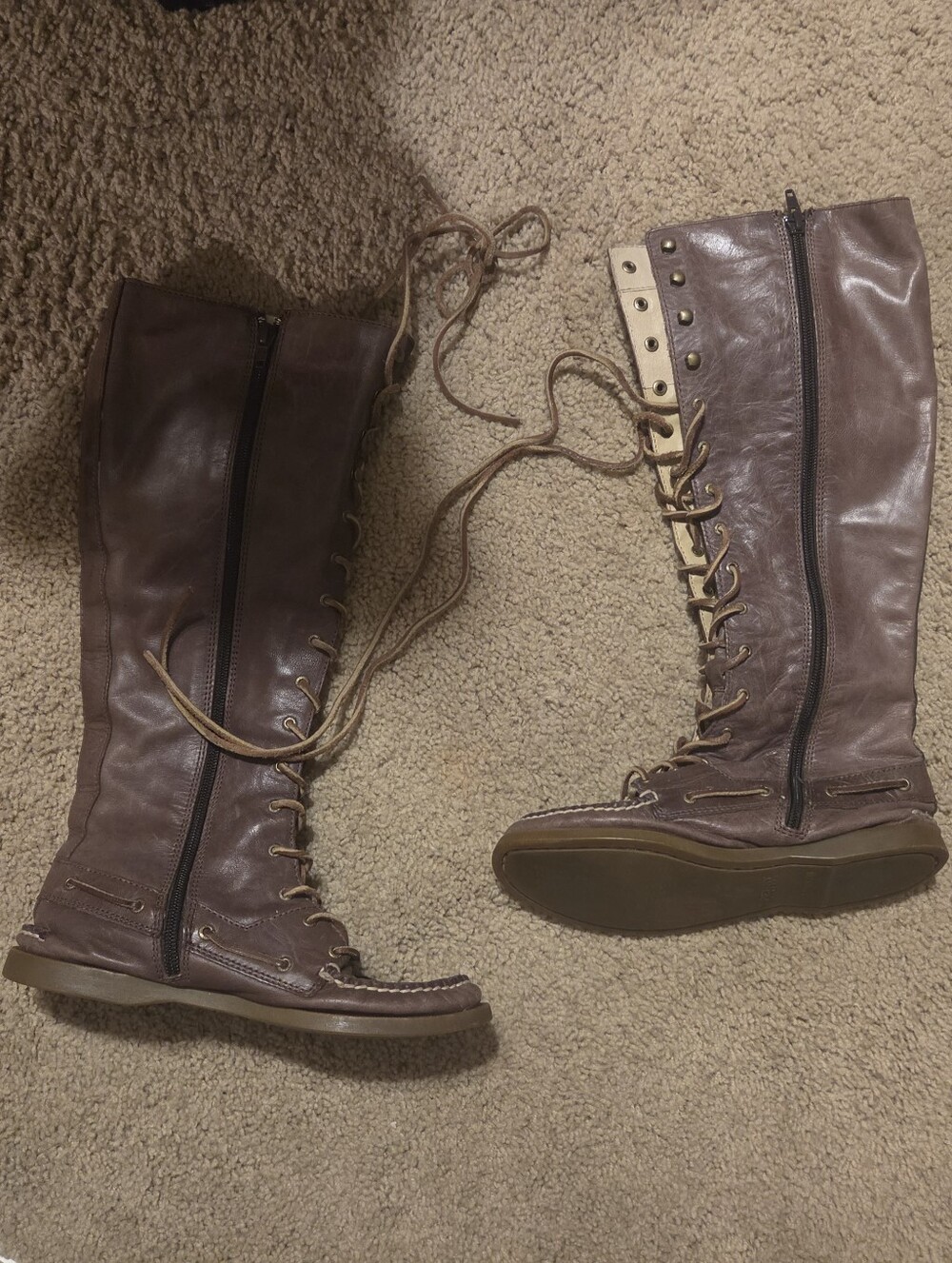 Women's SPERRY Tall Lace-Up Side-Zip Boots in Brown